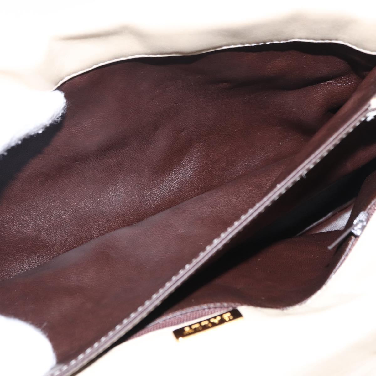 BALLY Quilted Chain Shoulder Bag Leather Ivory Gold Auth 153827