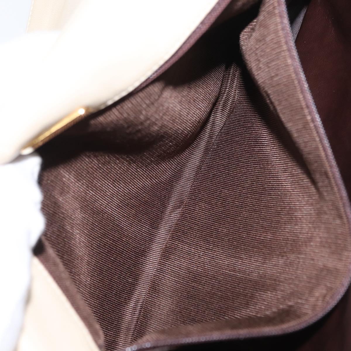 BALLY Quilted Chain Shoulder Bag Leather Ivory Gold Auth 153827