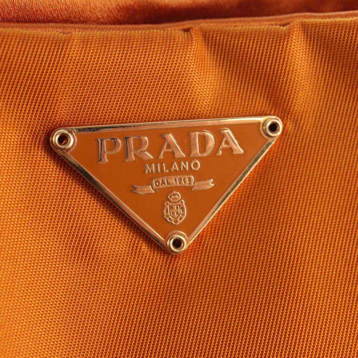 PRADA Chain Shoulder Bag Nylon Orange Gold Auth 153828V