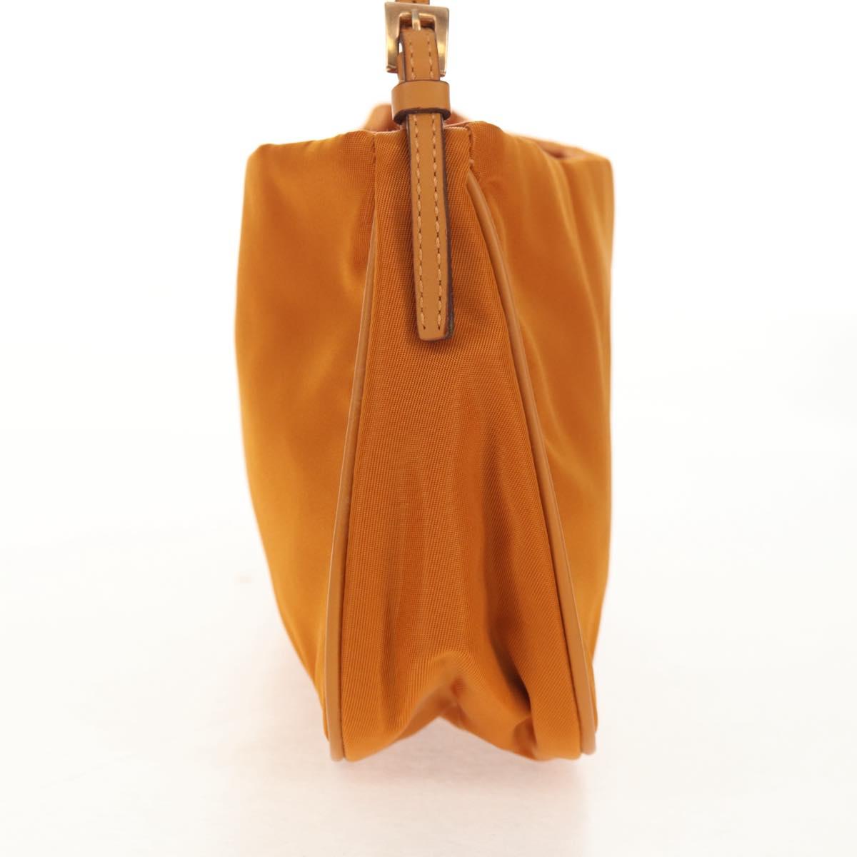 PRADA Chain Shoulder Bag Nylon Orange Gold Auth 153828V