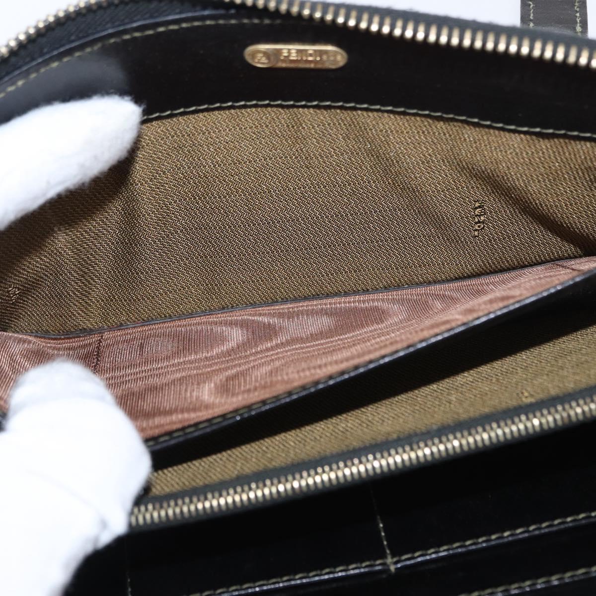 FENDI Zucca Canvas Hand Bag Black Brown Auth 153829