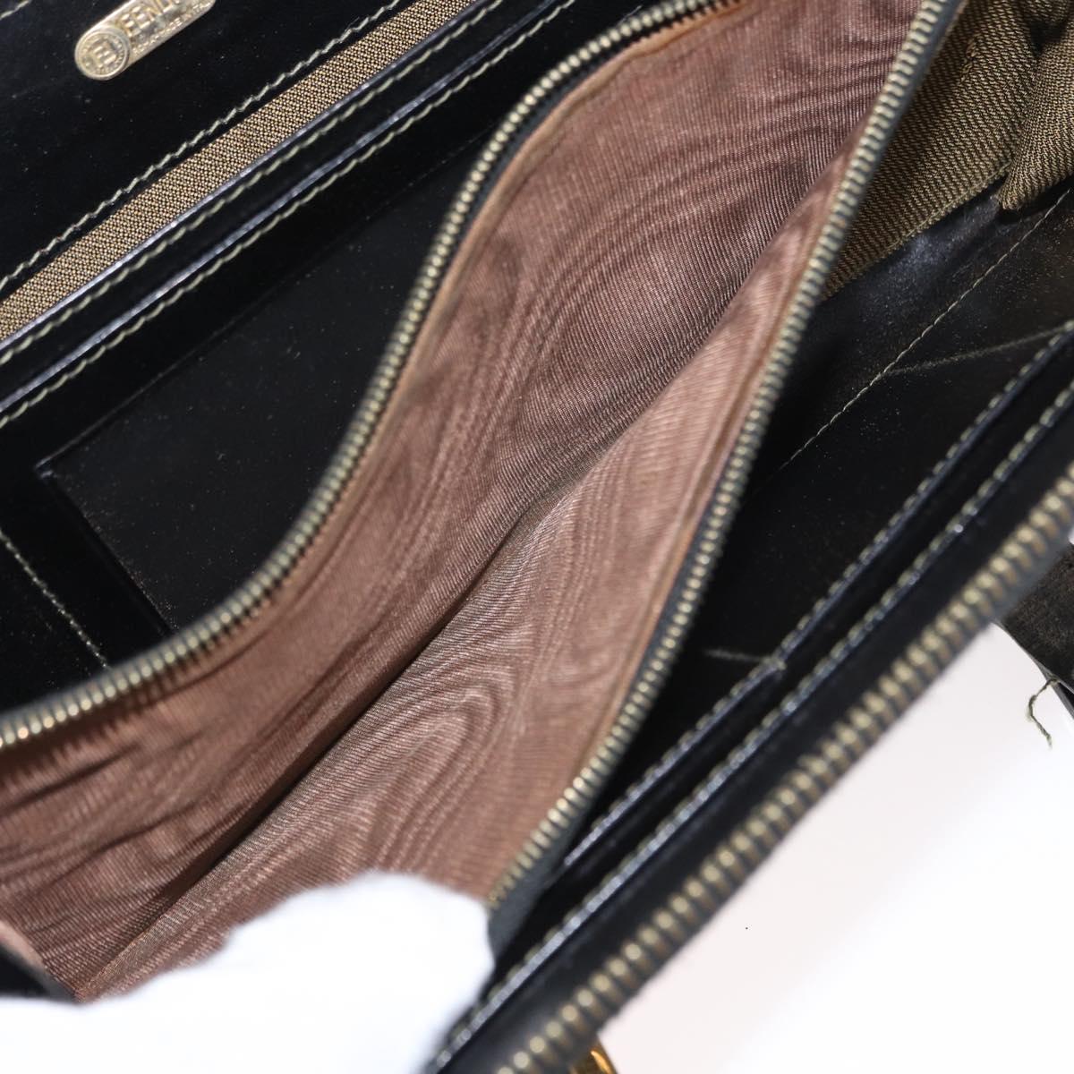 FENDI Zucca Canvas Hand Bag Black Brown Auth 153829