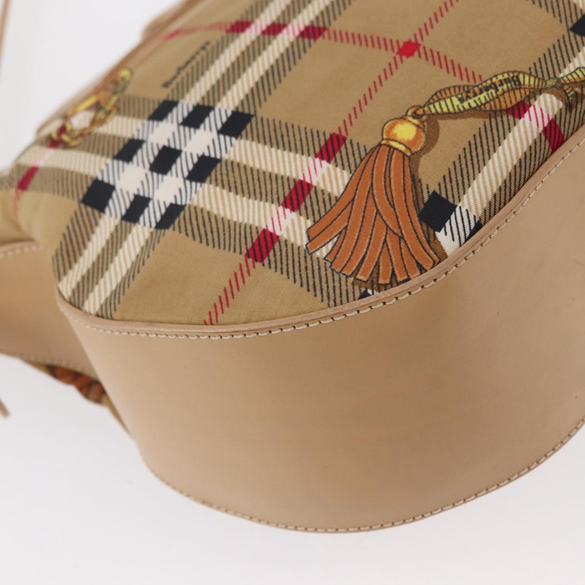 Burberrys Nova Check Shoulder Bag Nylon Beige Gold Auth 153830