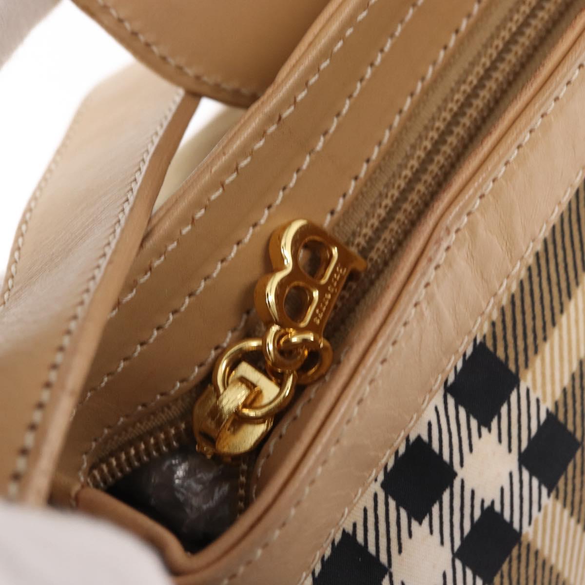 Burberrys Nova Check Shoulder Bag Nylon Beige Gold Auth 153830