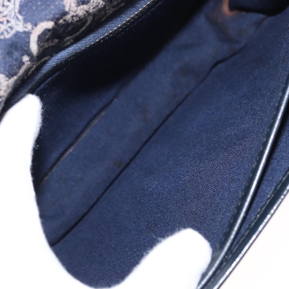 CELINE C Sulky Horse Carriage Shoulder Bag Canvas Leather Navy Gold Auth 153832