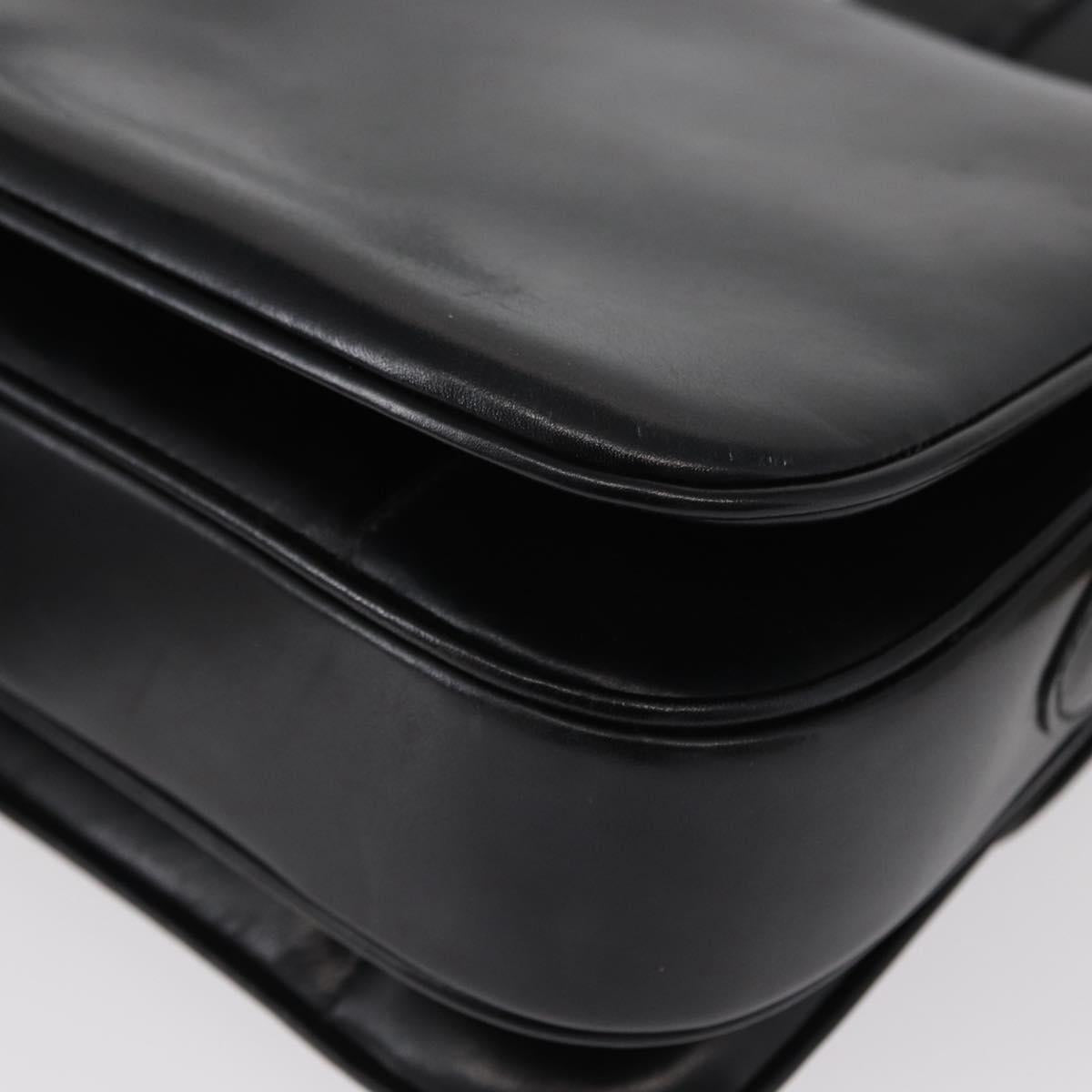 CELINE Horse Carriage Shoulder Bag Leather Black Gold Auth 153833