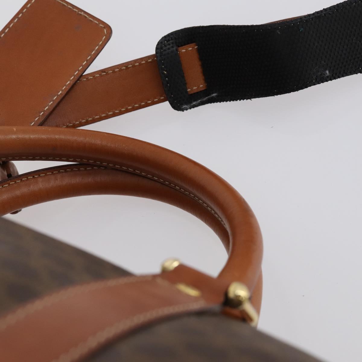 CELINE Macadam Canvas Boston Bag PVC 2way Brown Gold Auth 153834