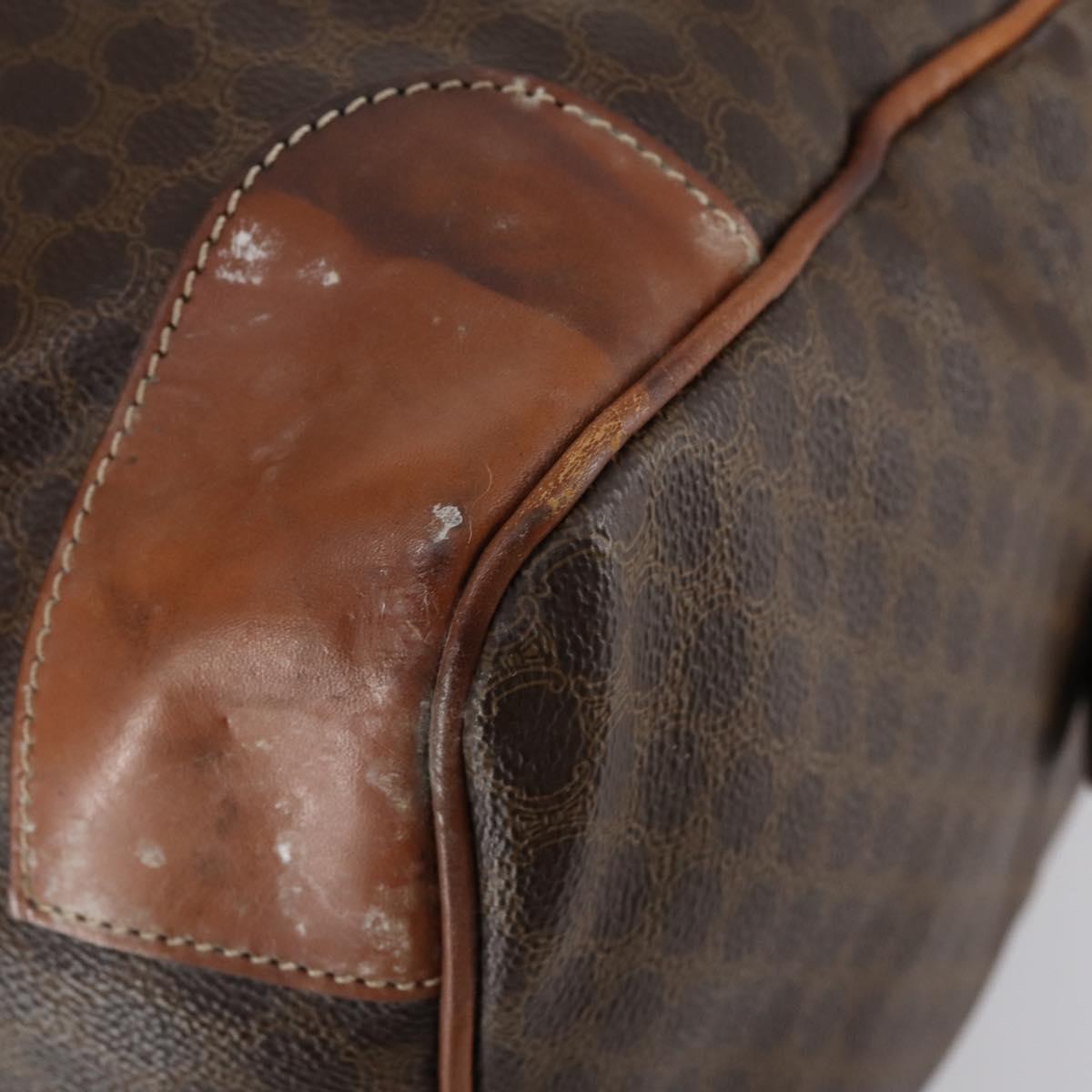 CELINE Macadam Canvas Boston Bag PVC 2way Brown Gold Auth 153834