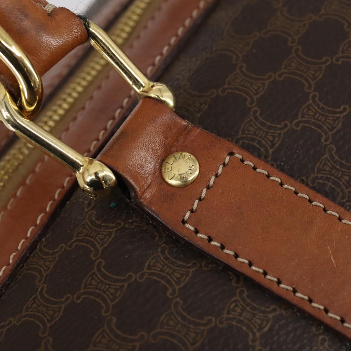 CELINE Macadam Canvas Boston Bag PVC 2way Brown Gold Auth 153834