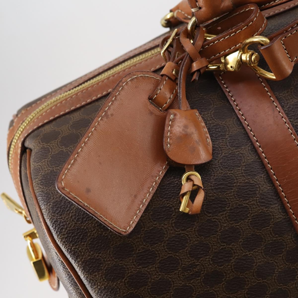 CELINE Macadam Canvas Boston Bag PVC 2way Brown Gold Auth 153834