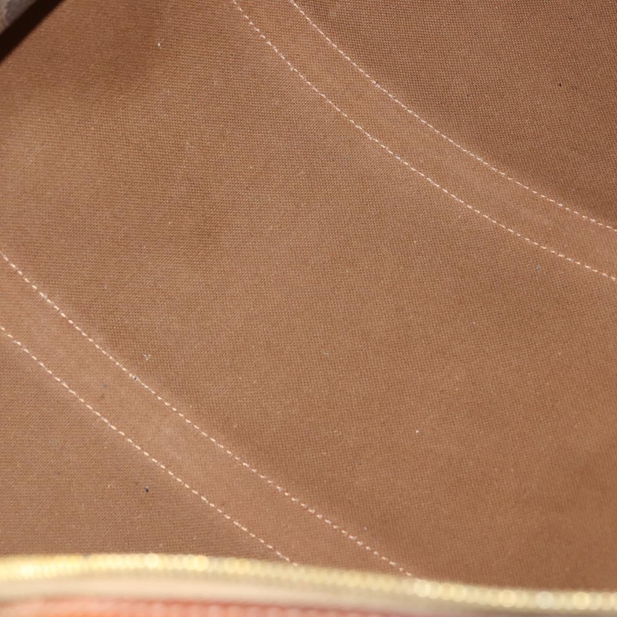 CELINE Macadam Canvas Boston Bag PVC 2way Brown Gold Auth 153834