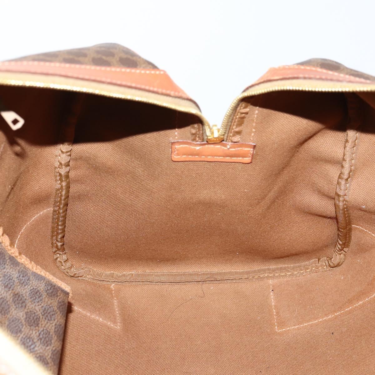 CELINE Macadam Canvas Boston Bag PVC 2way Brown Gold Auth 153834