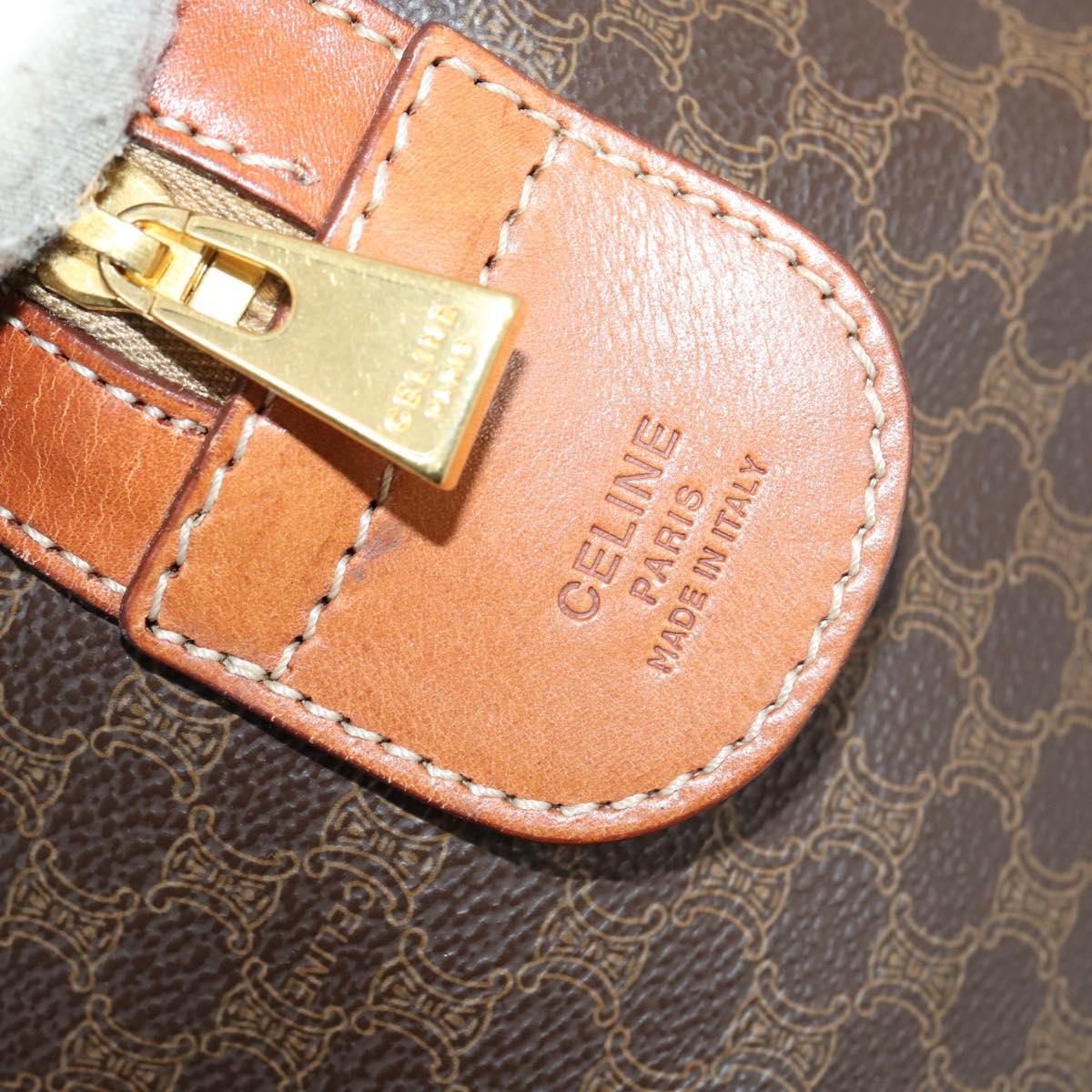 CELINE Macadam Canvas Boston Bag PVC 2way Brown Gold Auth 153834