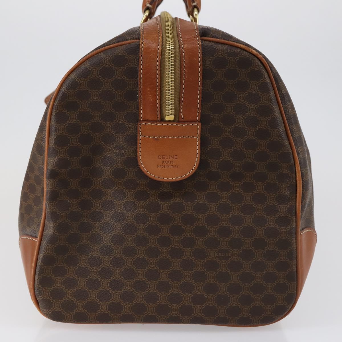 CELINE Macadam Canvas Boston Bag PVC 2way Brown Gold Auth 153834