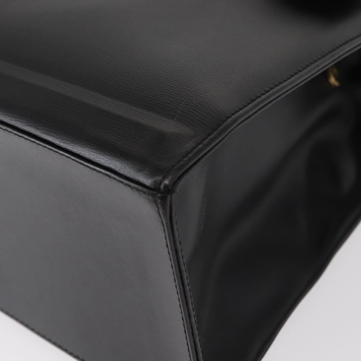 Christian Dior Tote Bag Leather Black Gold Auth 153835