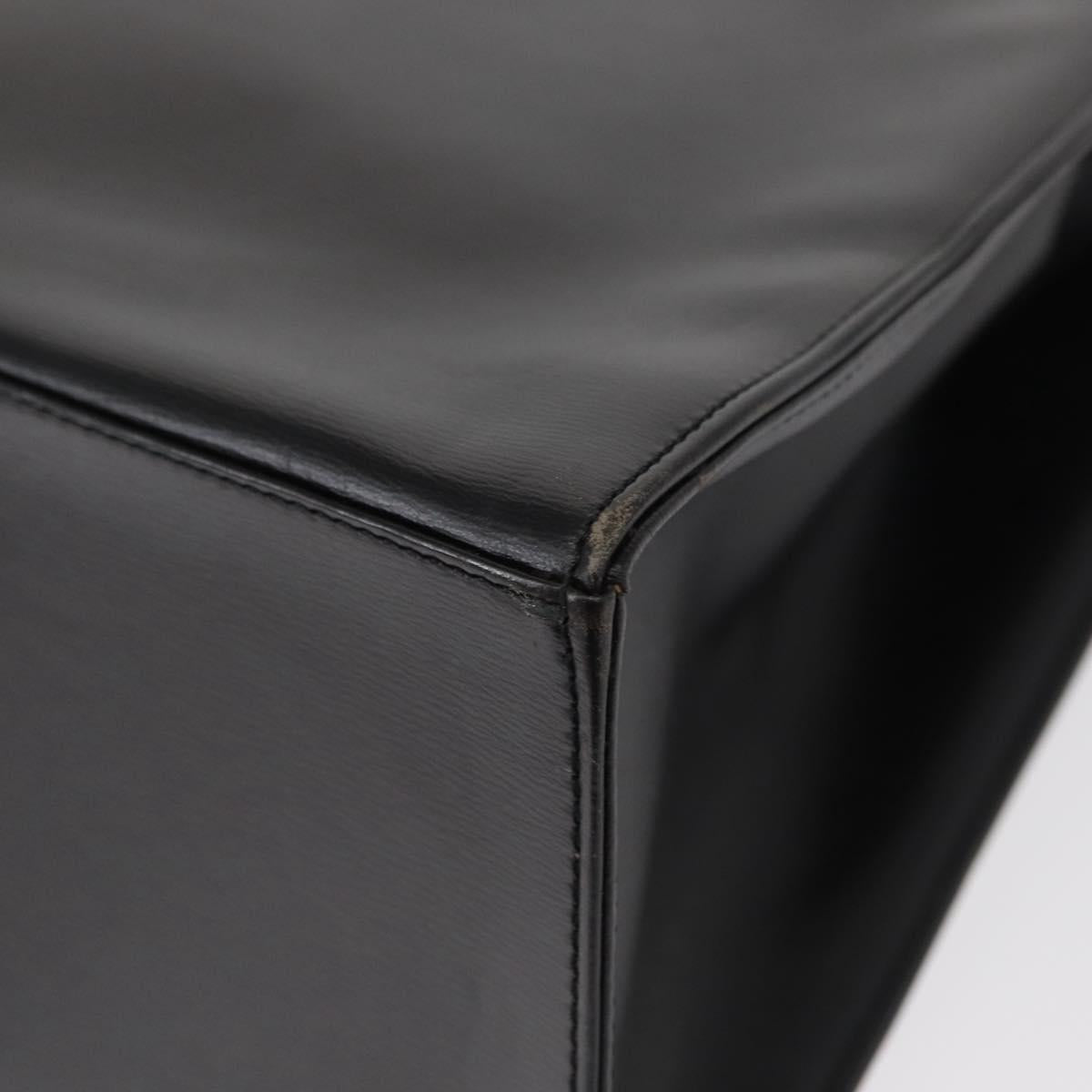 Christian Dior Tote Bag Leather Black Gold Auth 153835