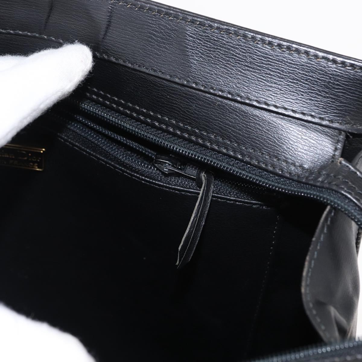 Christian Dior Tote Bag Leather Black Gold Auth 153835