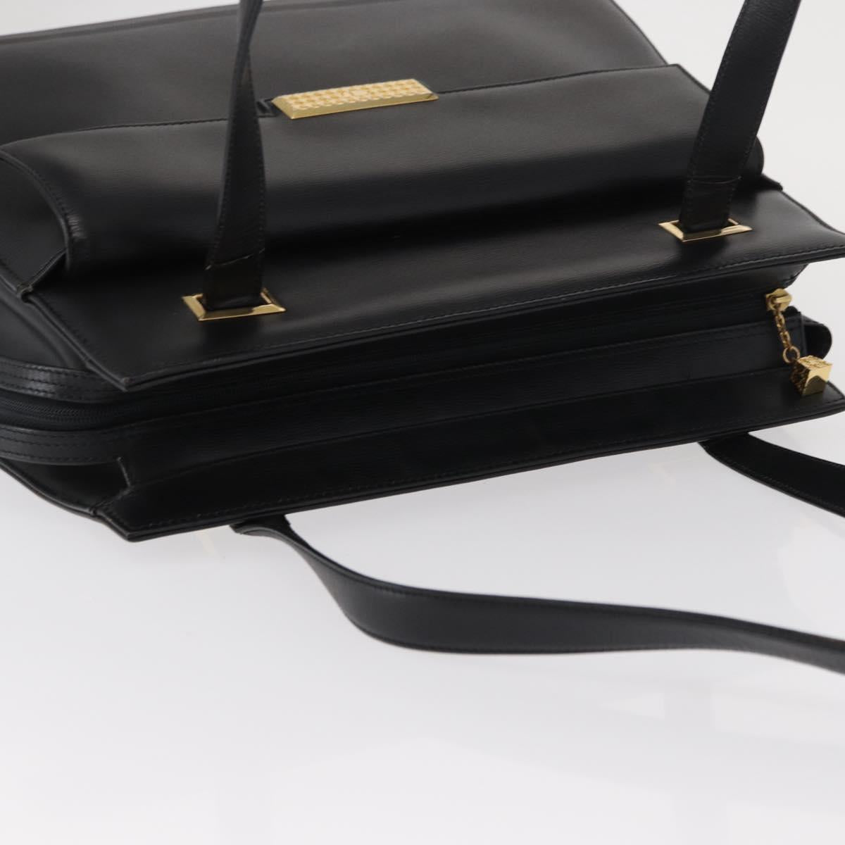 Christian Dior Tote Bag Leather Black Gold Auth 153835