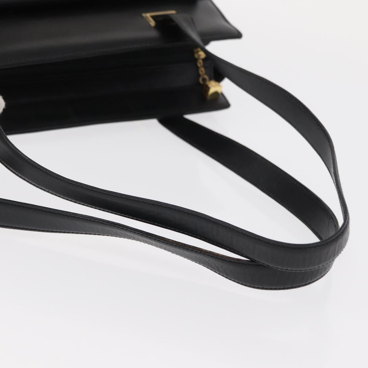 Christian Dior Tote Bag Leather Black Gold Auth 153835