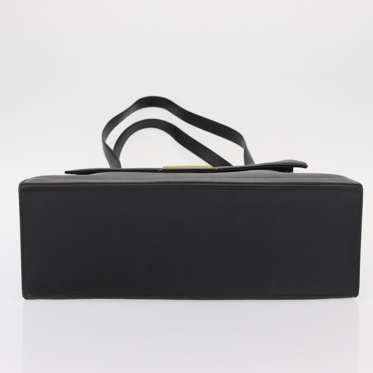 Christian Dior Tote Bag Leather Black Gold Auth 153835