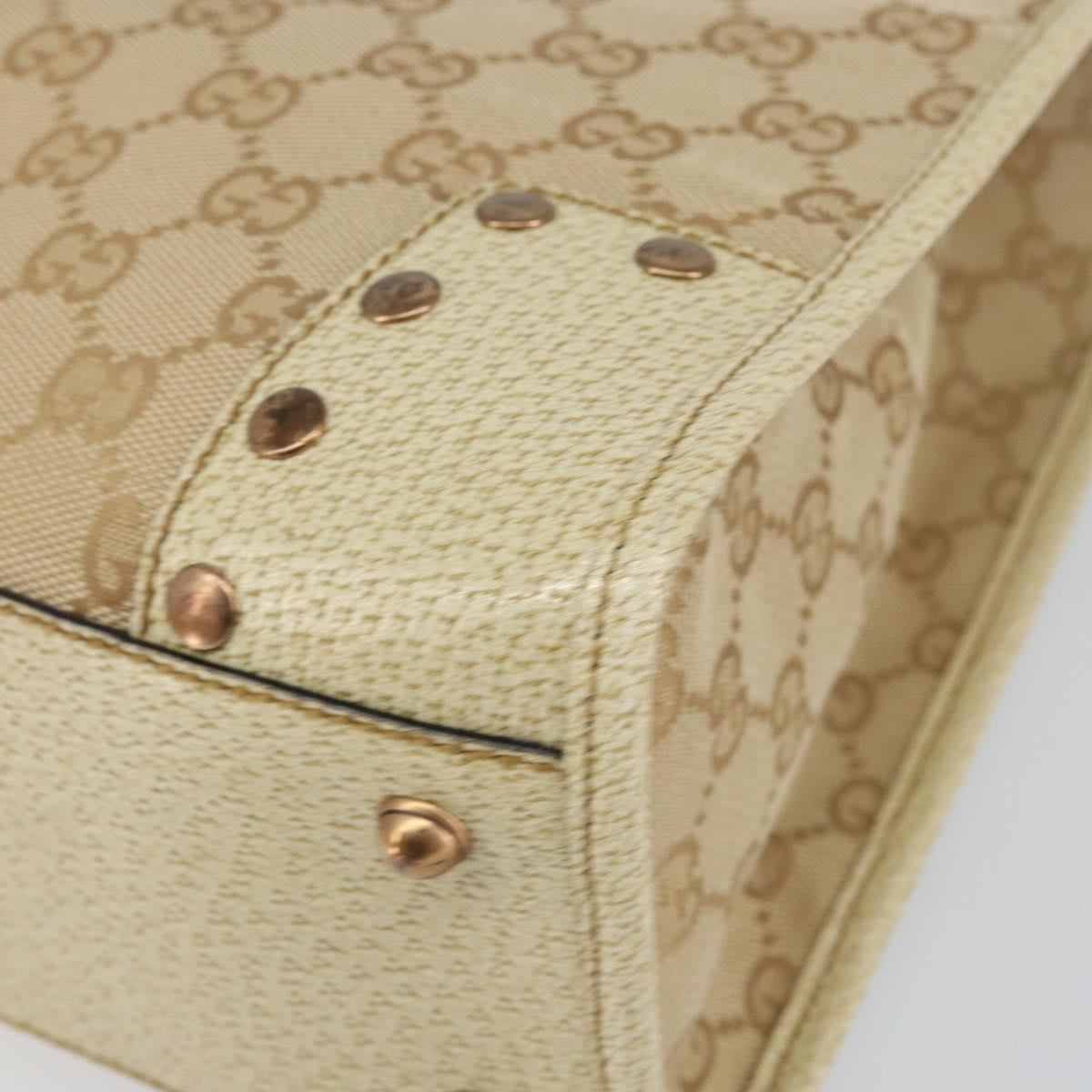 GUCCI GG Canvas Hand Bag Beige Gold 124260 Auth 153846A