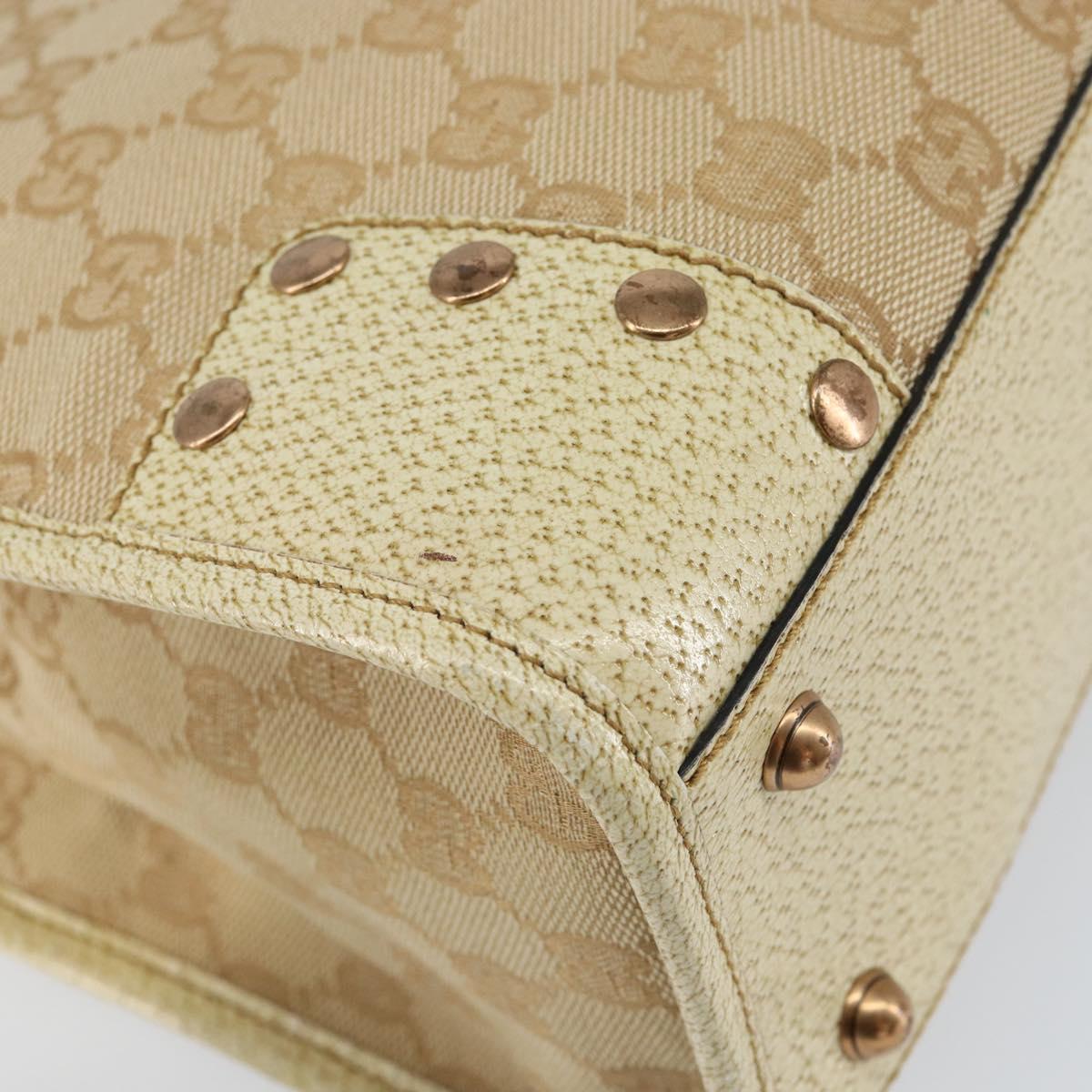GUCCI GG Canvas Hand Bag Beige Gold 124260 Auth 153846A