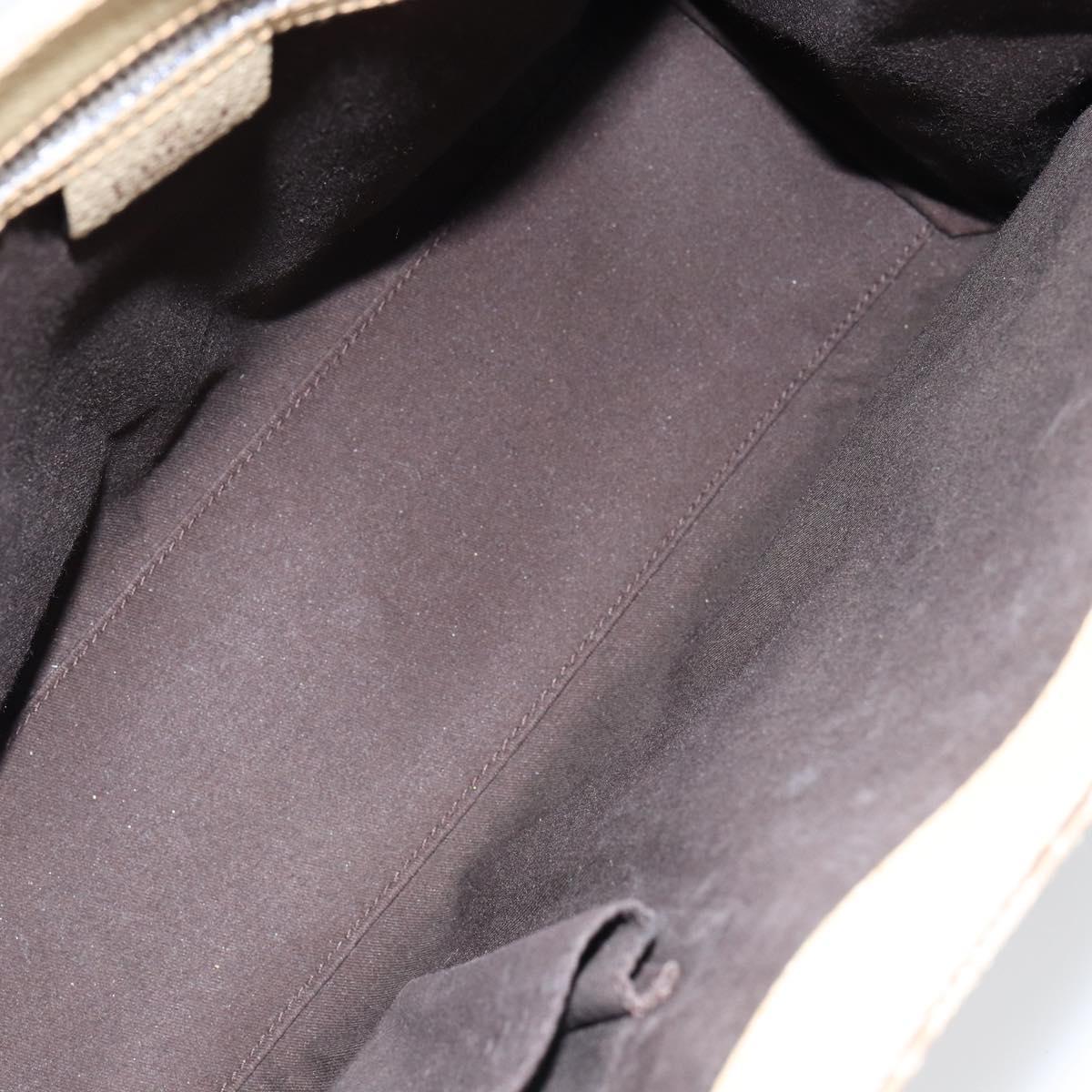 GUCCI GG Canvas Hand Bag Beige Gold 124260 Auth 153846A
