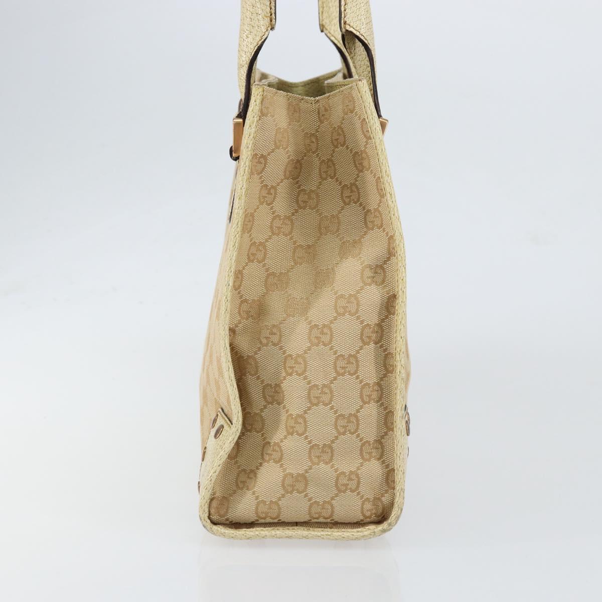 GUCCI GG Canvas Hand Bag Beige Gold 124260 Auth 153846A