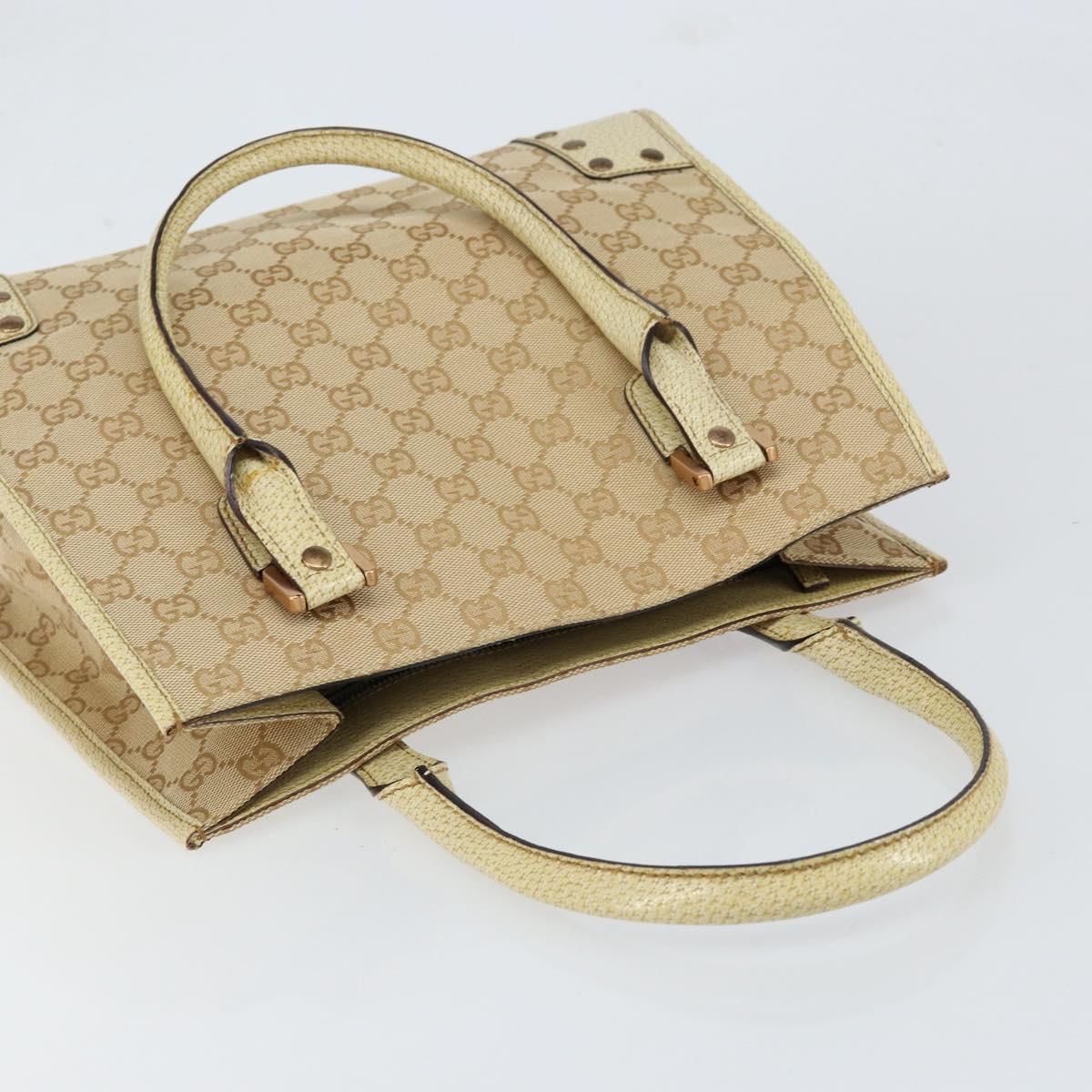 GUCCI GG Canvas Hand Bag Beige Gold 124260 Auth 153846A