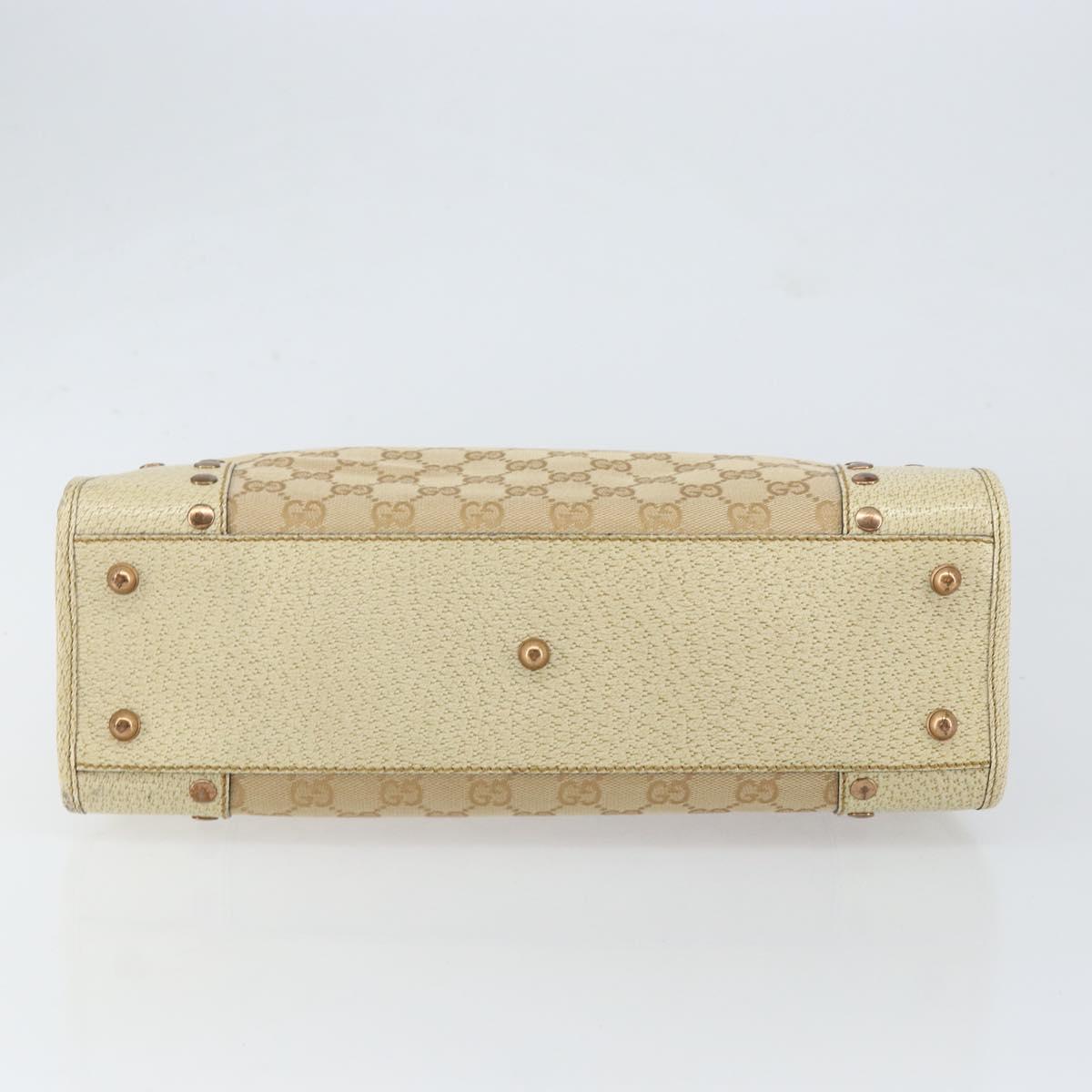 GUCCI GG Canvas Hand Bag Beige Gold 124260 Auth 153846A