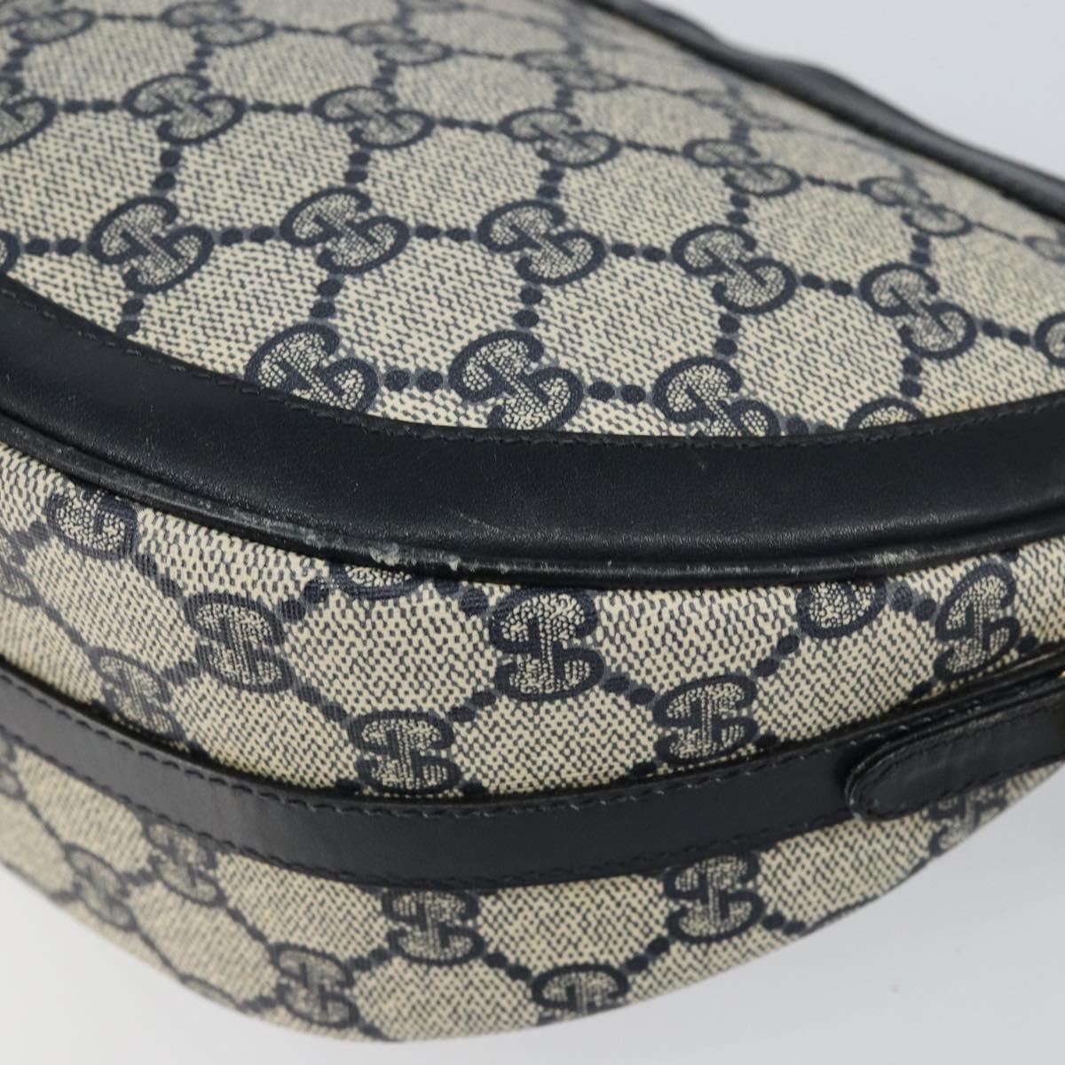 GUCCI GG Supreme Shoulder Bag PVC Navy Gold Auth 153848