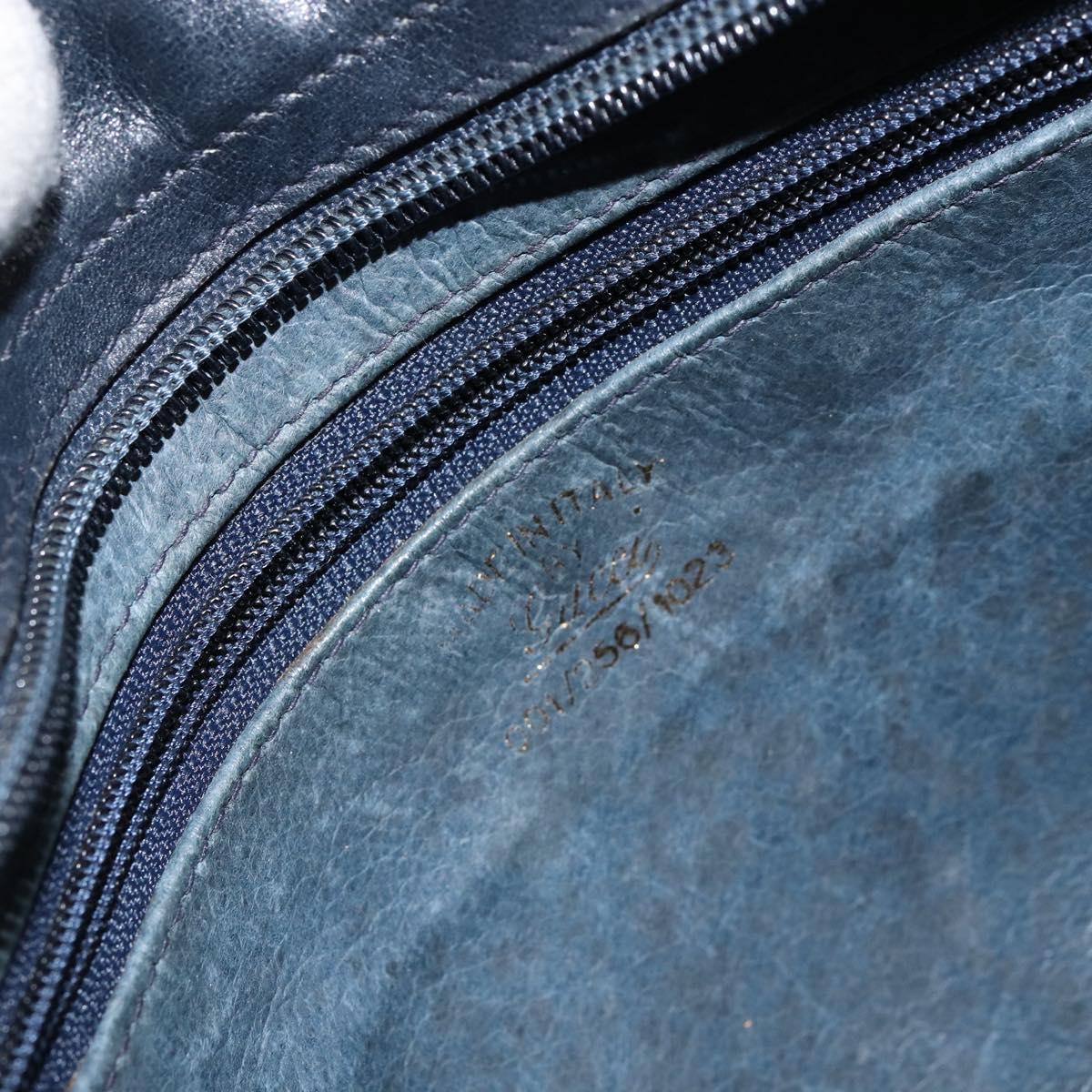 GUCCI GG Supreme Shoulder Bag PVC Navy Gold Auth 153848