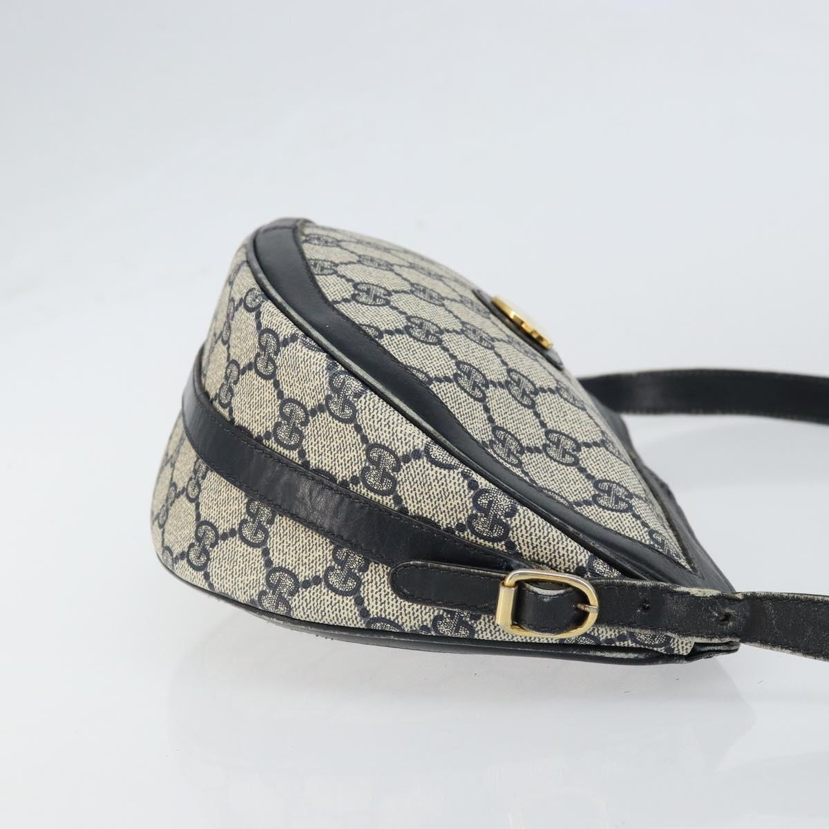 GUCCI GG Supreme Shoulder Bag PVC Navy Gold Auth 153848