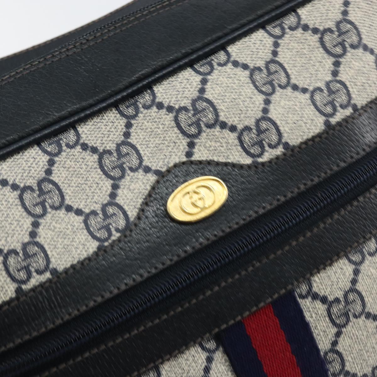 GUCCI GG Supreme Sherry Line Shoulder Bag PVC Navy Gold 001 4071 5 Auth 153849