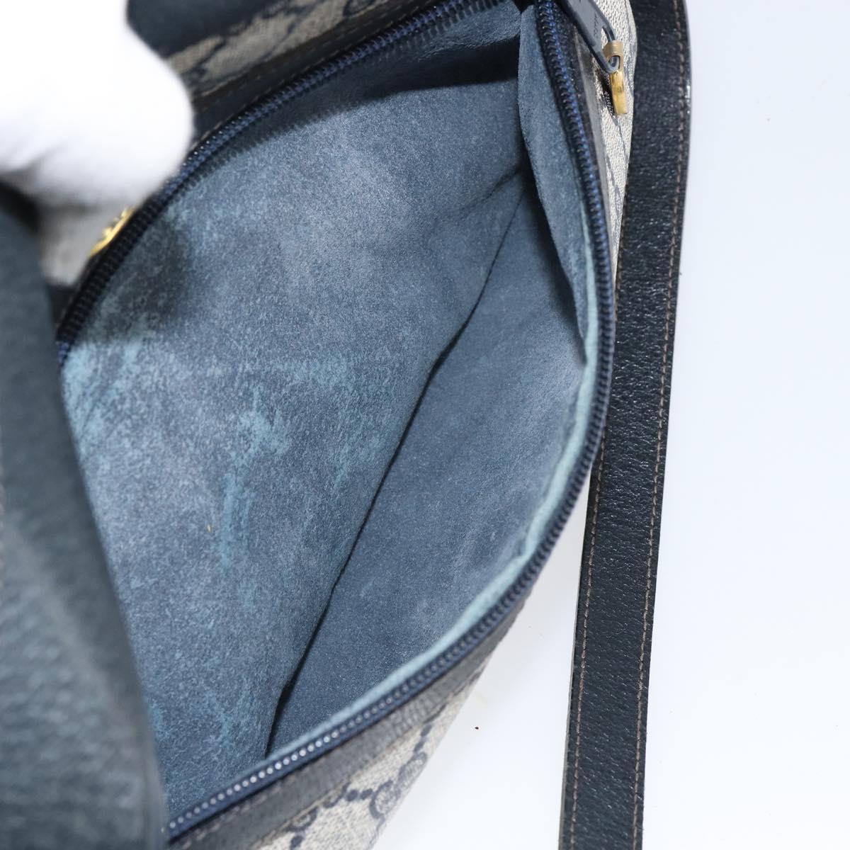 GUCCI GG Supreme Sherry Line Shoulder Bag PVC Navy Gold 001 4071 5 Auth 153849