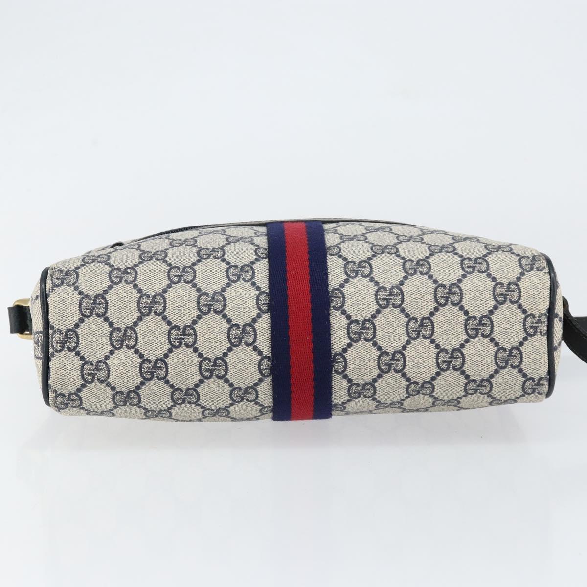 GUCCI GG Supreme Sherry Line Shoulder Bag PVC Navy Gold 001 4071 5 Auth 153849