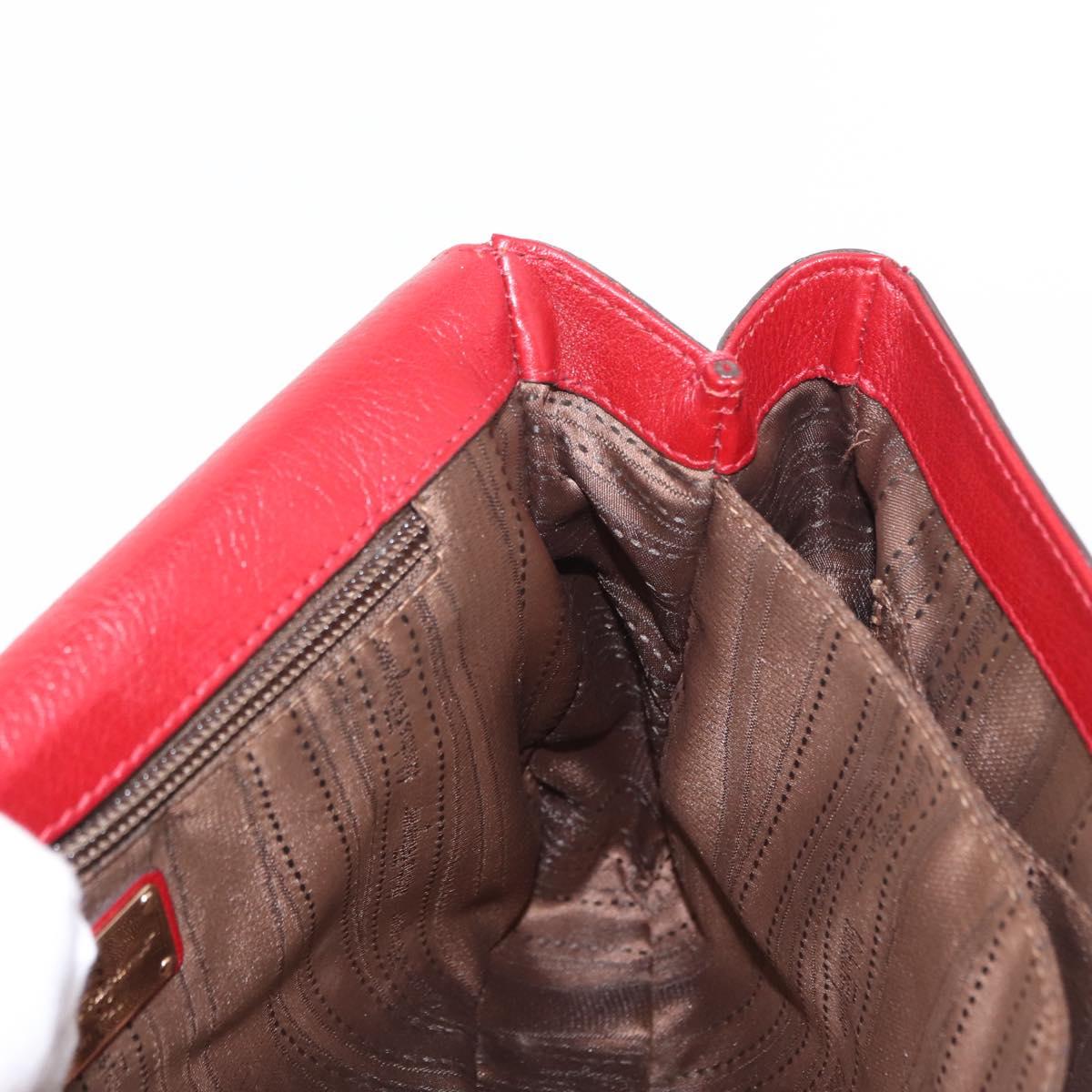 Salvatore Ferragamo Gancini Shoulder Bag Leather Red Gold Auth 153850