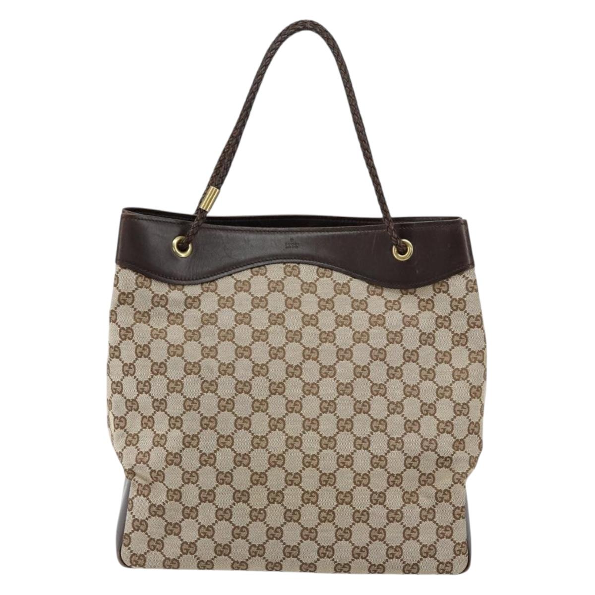 GUCCI GG Canvas Shoulder Bag Beige Gold 109141 Auth 153851