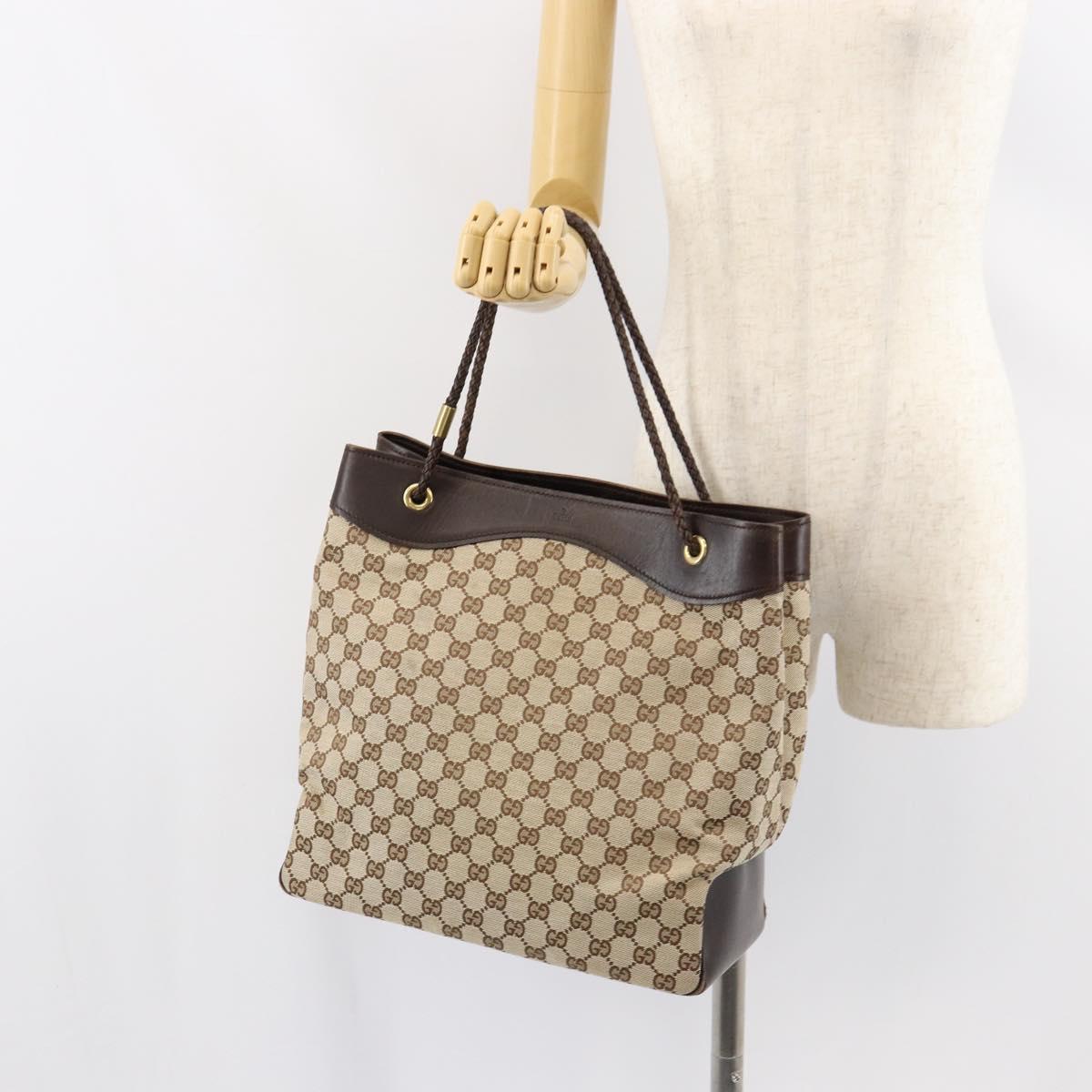 GUCCI GG Canvas Shoulder Bag Beige Gold 109141 Auth 153851