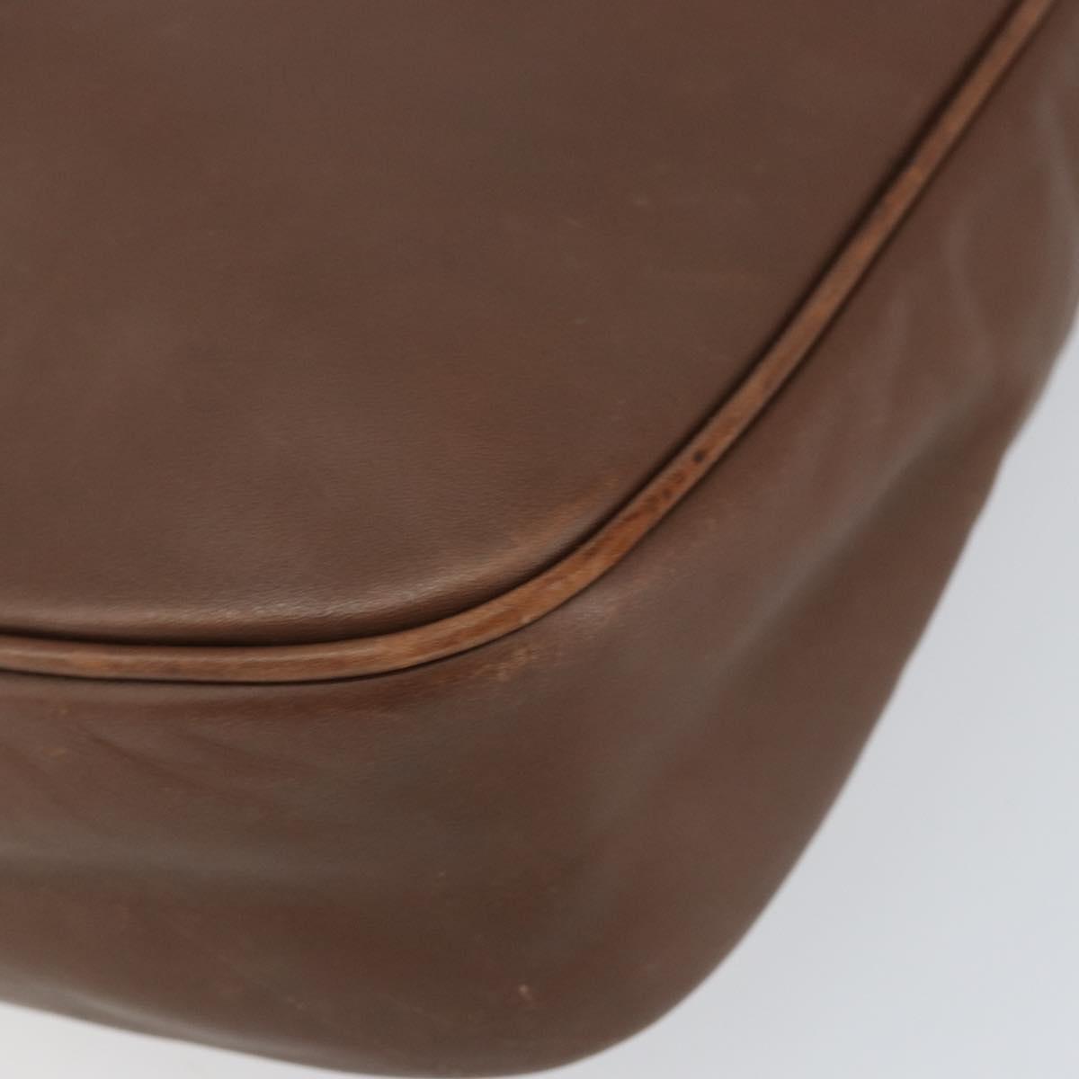 CELINE Circle Shoulder Bag Leather Brown Gold Auth 153852