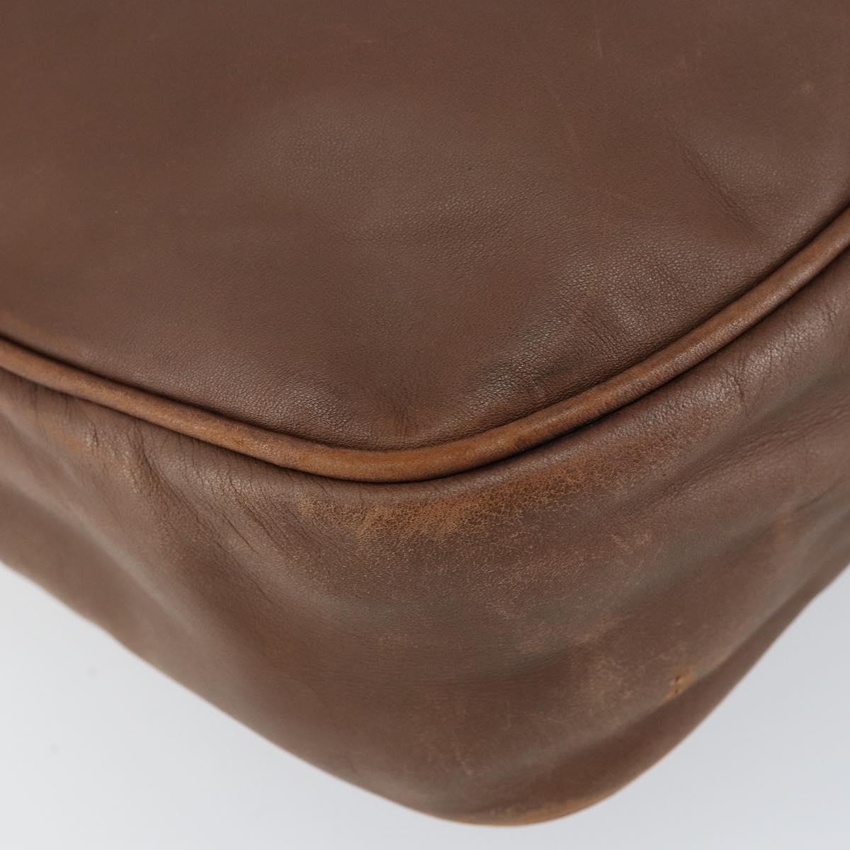 CELINE Circle Shoulder Bag Leather Brown Gold Auth 153852