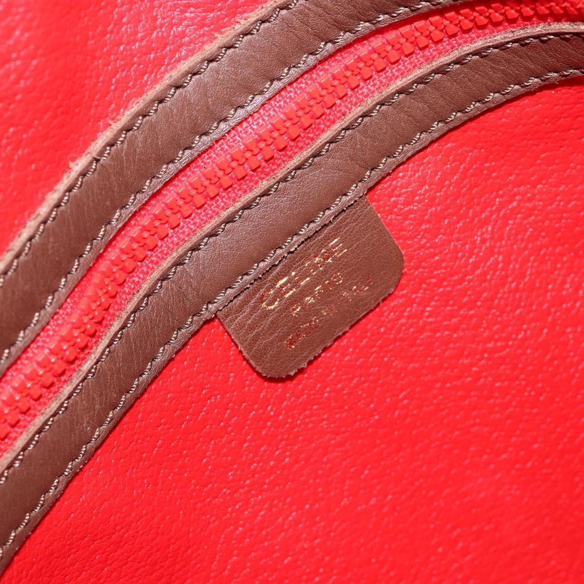 CELINE Circle Shoulder Bag Leather Brown Gold Auth 153852