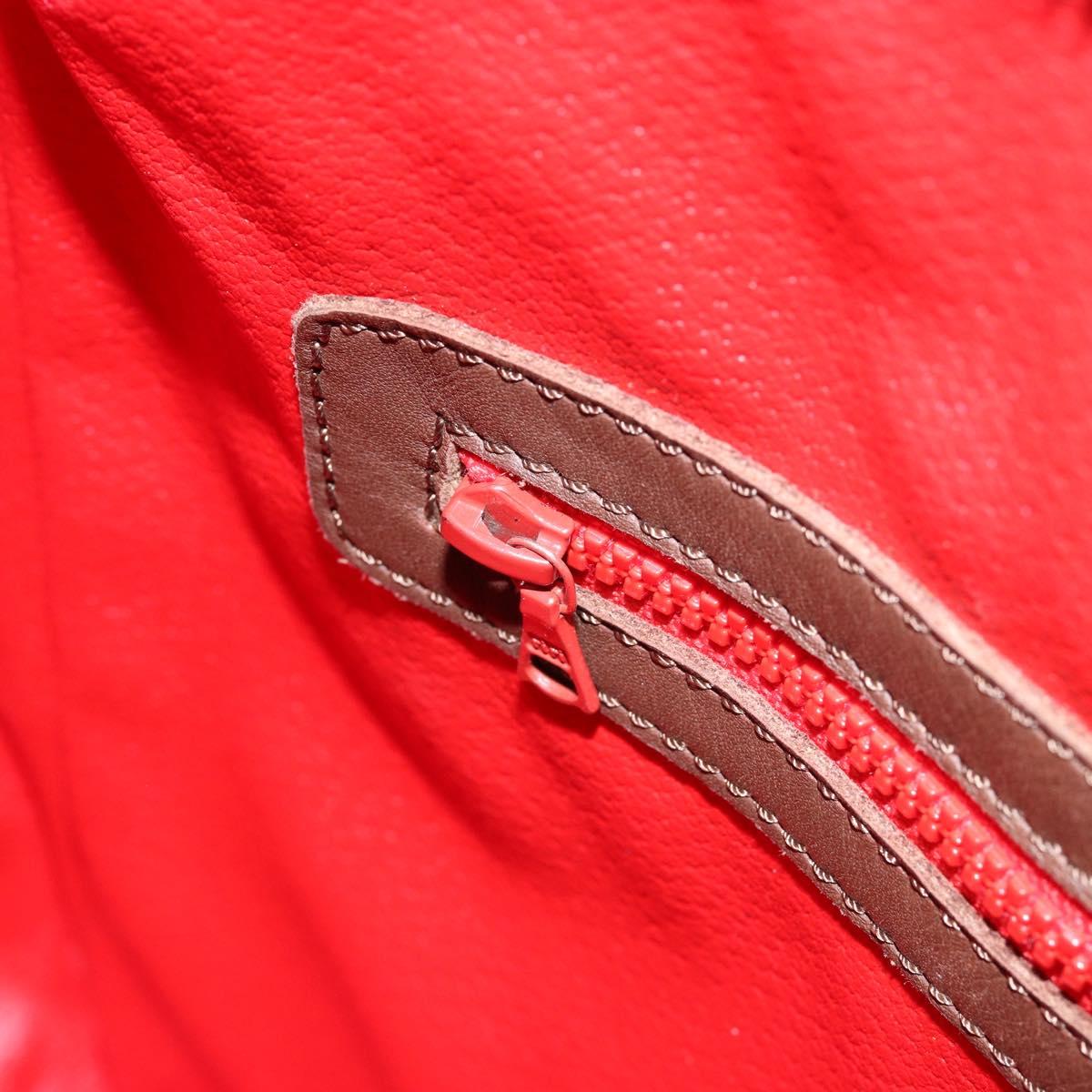 CELINE Circle Shoulder Bag Leather Brown Gold Auth 153852