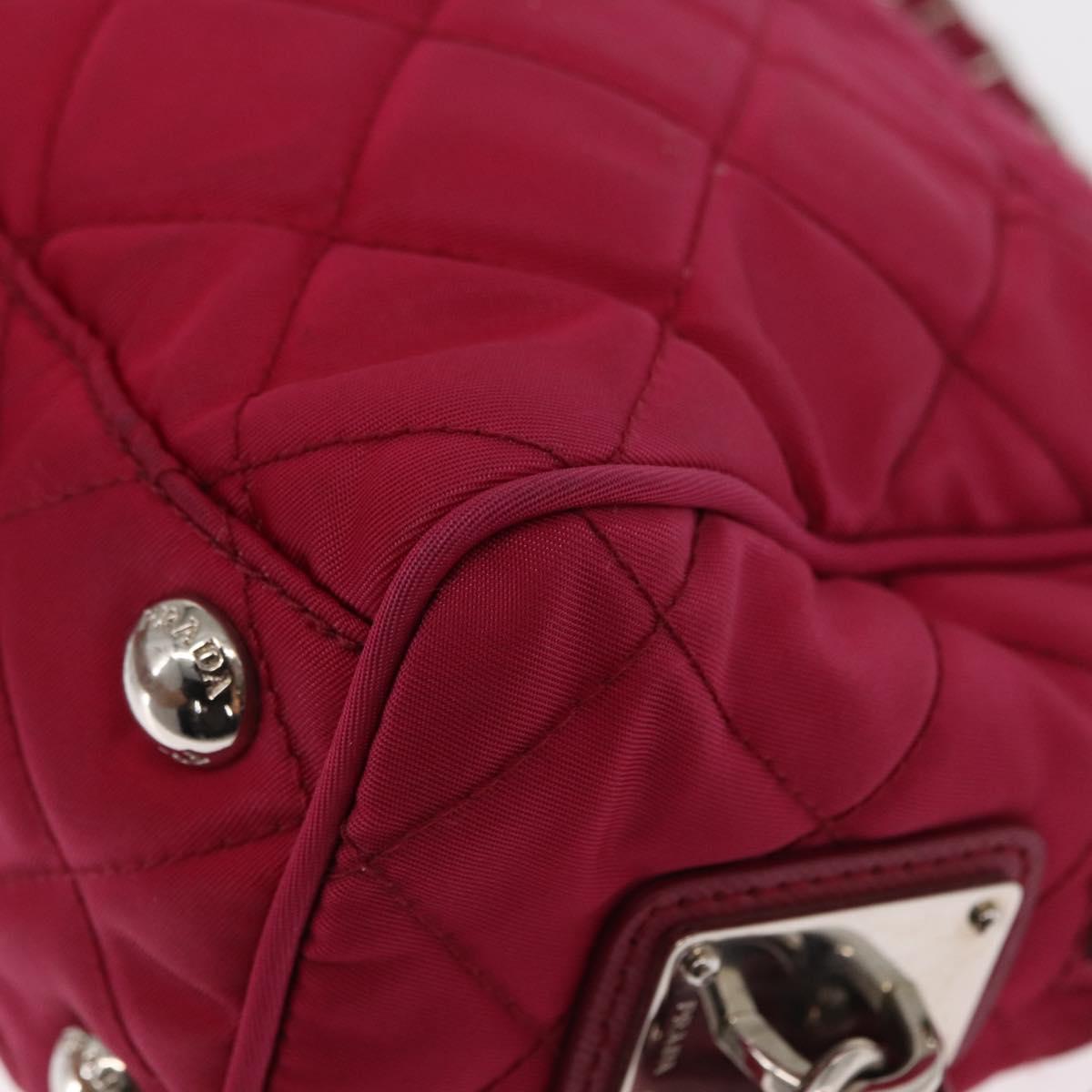 PRADA Chain Shoulder Bag Nylon Pink Silver Auth 153853