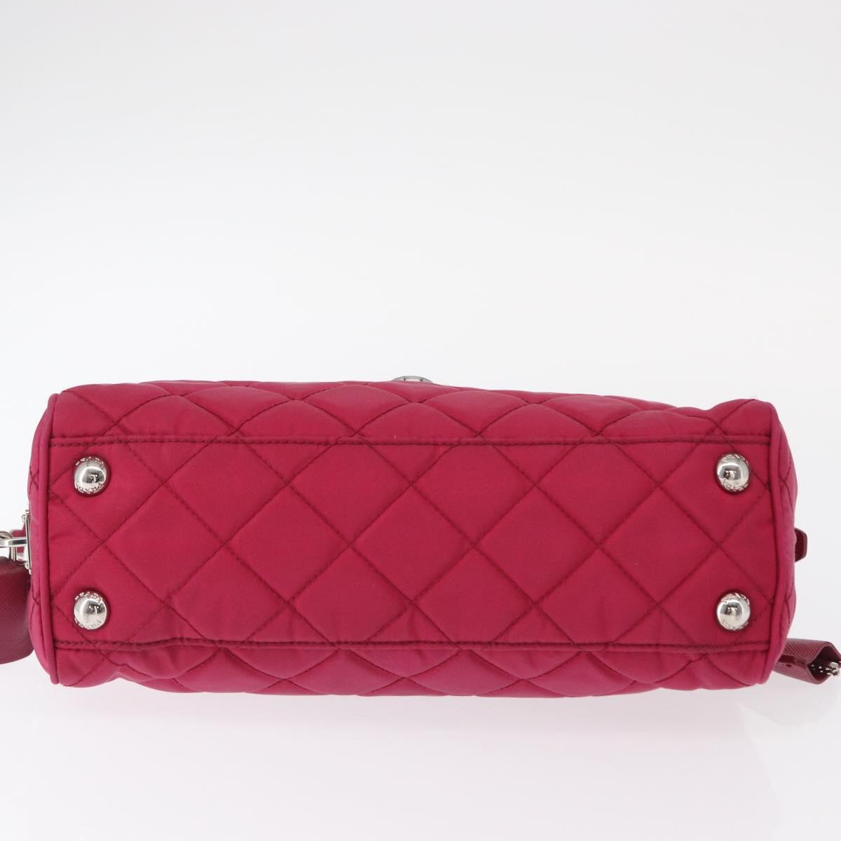 PRADA Chain Shoulder Bag Nylon Pink Silver Auth 153853