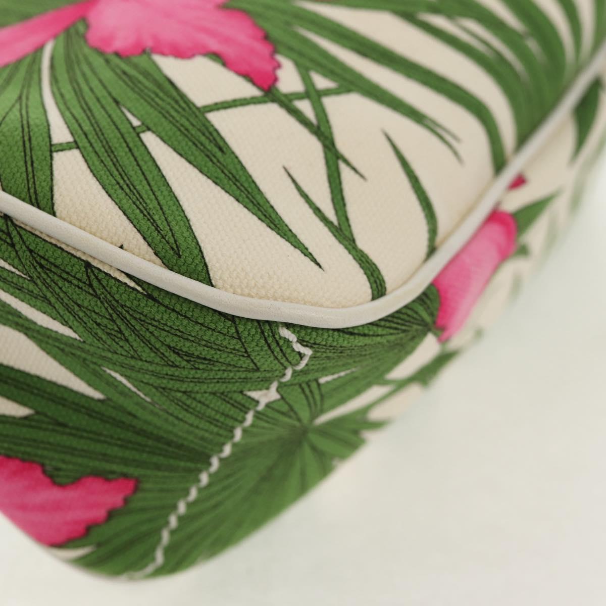 CELINE Accessory Pouch Canvas Green Gold Auth 153858V