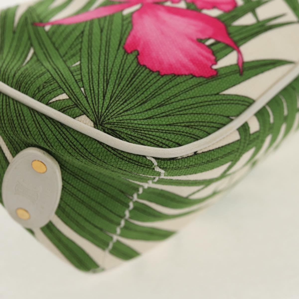 CELINE Accessory Pouch Canvas Green Gold Auth 153858V