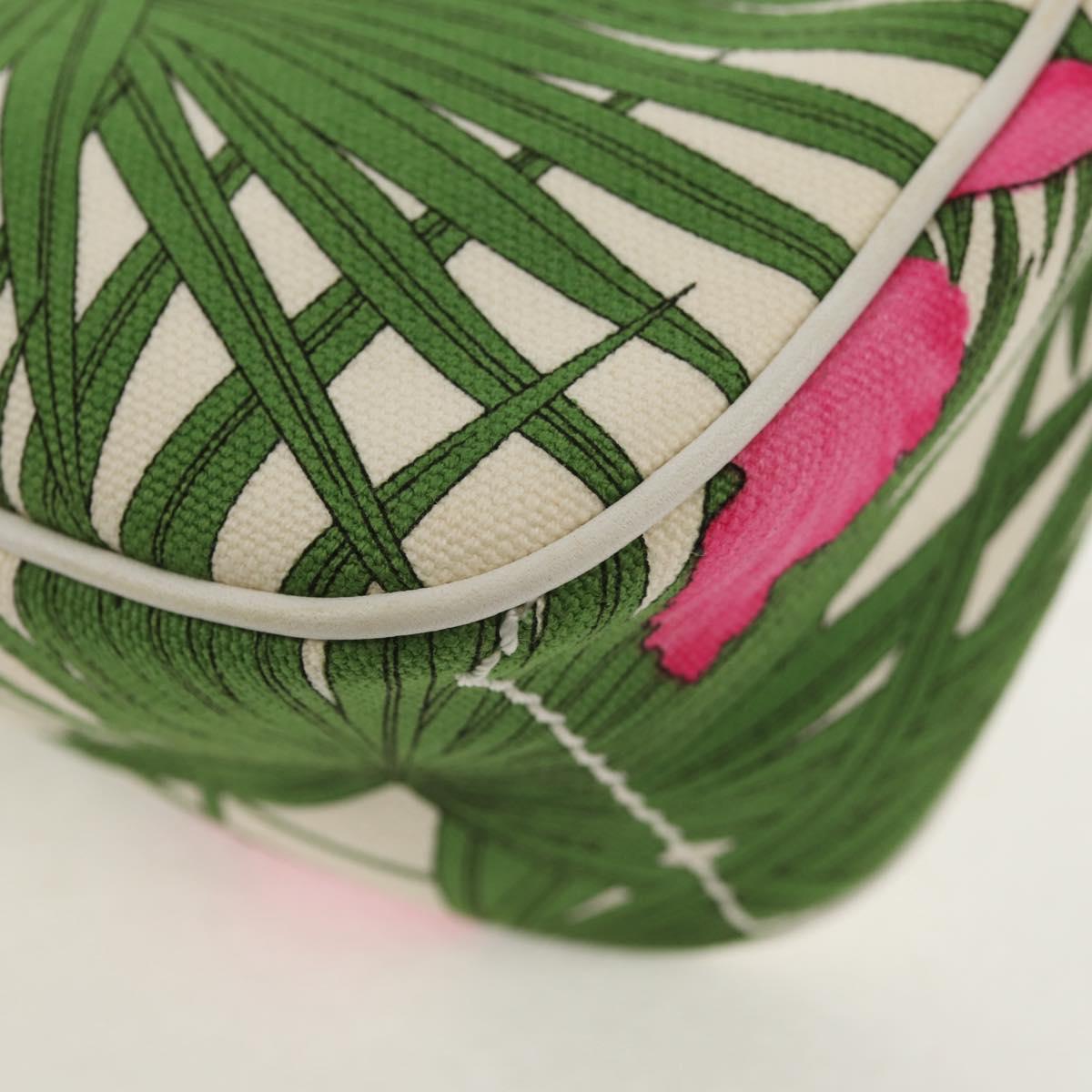 CELINE Accessory Pouch Canvas Green Gold Auth 153858V