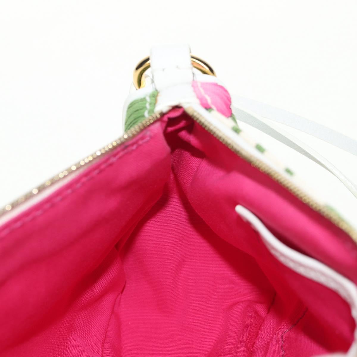 CELINE Accessory Pouch Canvas Green Gold Auth 153858V