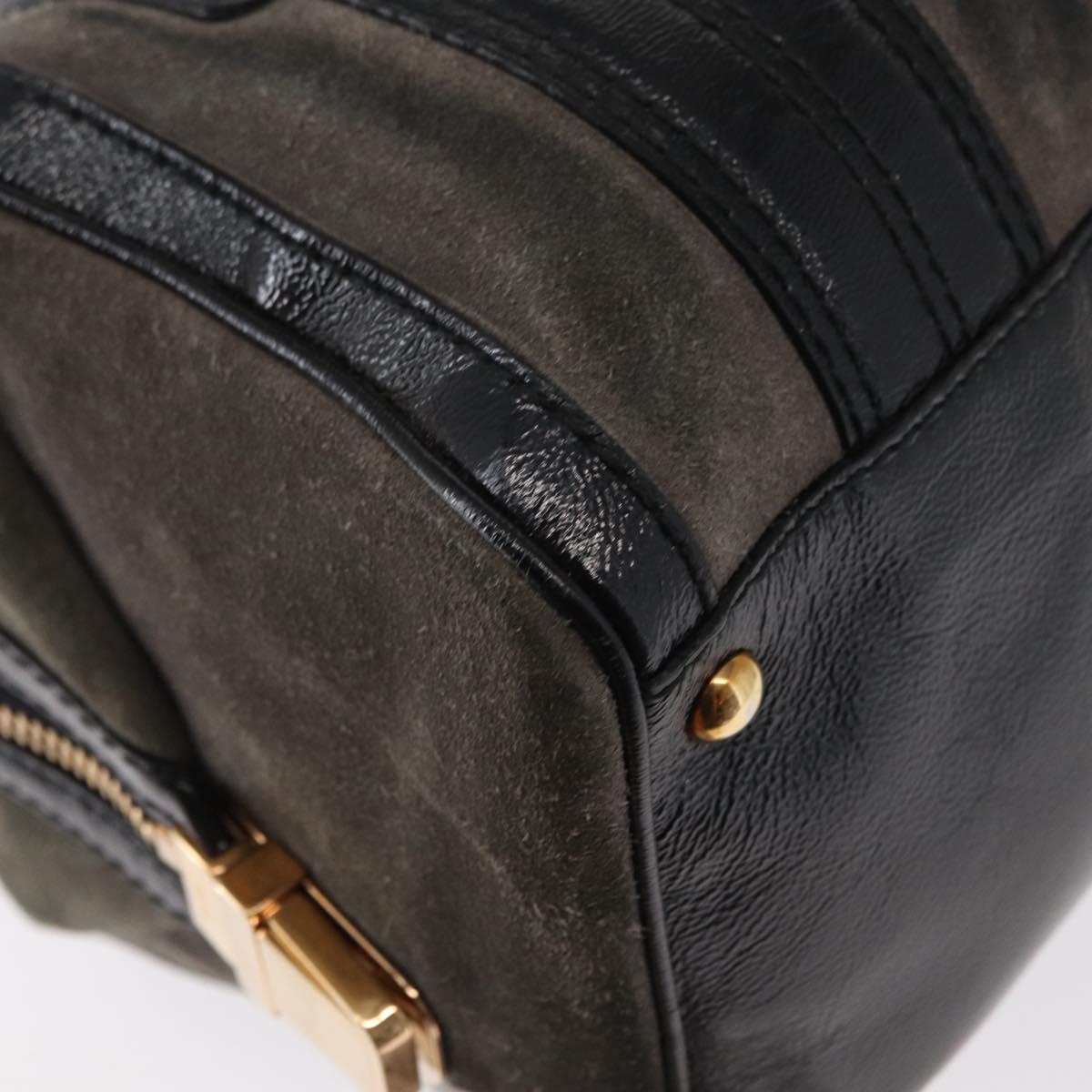 GUCCI Histeria Hand Bag Suede Black Gold 186235 Auth 153859